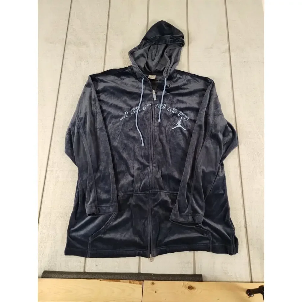 Nike Air Jordan VTG XXL Full Zipper Hoodie Blue Soft w/Front Pockets